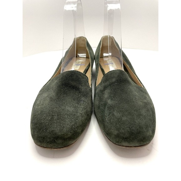 Max Mara Loafers Square Toe Suede Green Flats Women's Size 37 US 6.5 FLAW - Picture 3 of 12